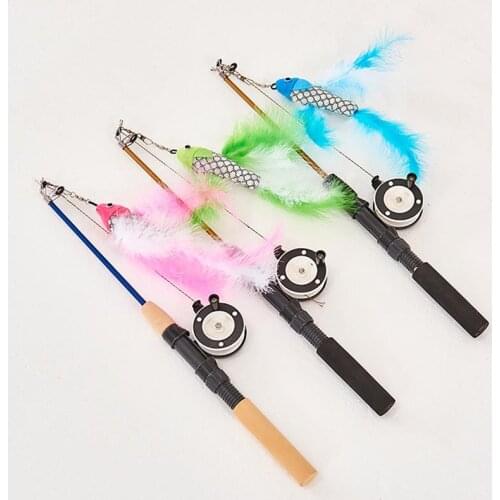 Legendog Cat Wand Toy Extendable Funny Cat Teaser Wand Cat Fishing Pole Interactive Toys Cat Playing Training Toy