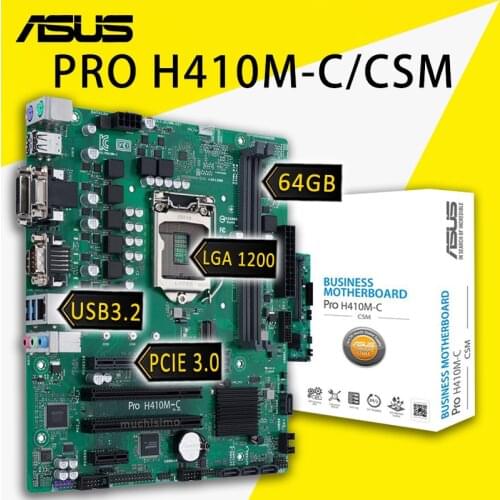 LGA 1200 Asus Pro H410M-C/CSM Motherboard ACCE COM DDR4 2933MHz PCIe 3.0 M.2 SSD SATA 6Gb/s Intel H410 Placa-mãe 1200 CPU New