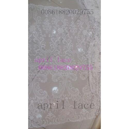 MX448 stock offwhite sequin beads french net tulle mesh lace for evening dress/sawing/wedding,fast ship all over world