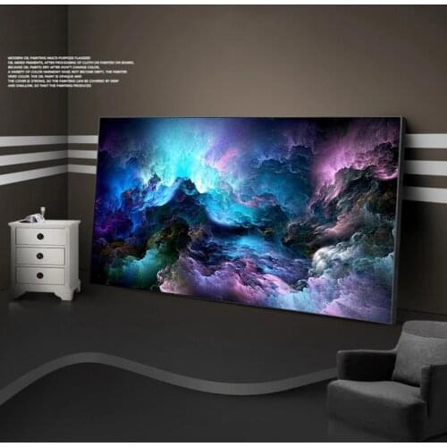 Large Size Wall Art Prints Cloud Abstract Colorful Oil Painting Wall Decor Blue Painting for Print Wall Picture no frame