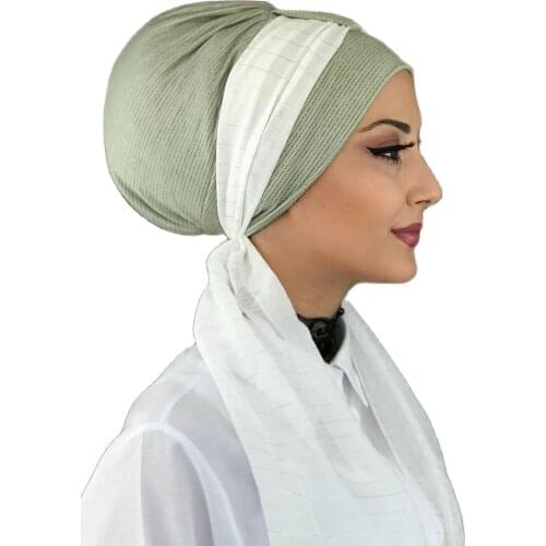 New Fashion 2021 Hijab Turban Lady Hat Seasonal Scarf Hijab Foulard Single Size Green Hijab Horsehair Bone