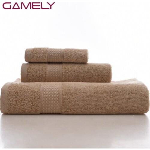 Plain set towel, long-staple cotton and wool bath set, three-piece cotton towel bath towel set in gift box towels bathroom set