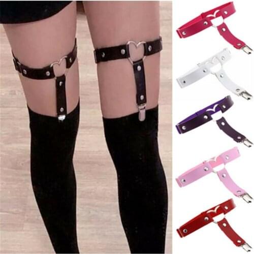 PU Heart Garter Belt Sexy Women Lady Adjustable Garters Heart Shape Thigh Leg Stockings Suspender Club Garter Belt