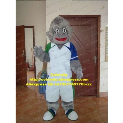Kind Gray Orangoutang Pongo Chimpanzee Ape Simian Orangutan Gorilla Hominoidea Mascot Costume Sports Wear Red Mouth No.5682 FS