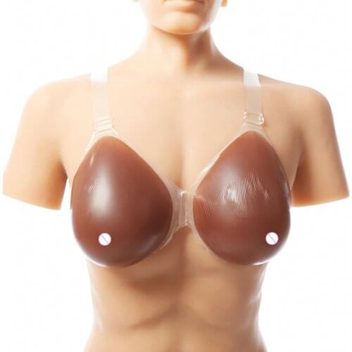 Dark Color Silicone Breast Forms Realistic Strap Fake Boobs for Cosplay False Breast Bust Enhancer for Crossdresser Breast Model