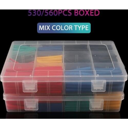 530/560PCS Heat Shrink Tubing Multicolor Boxed Polyolefin Thermoresistant Cable Sleeving Assortment Wrap Wire Kit Tubing