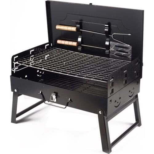 Outdoor Portable Barbecue Grill Foldable Box Type Barbecue with Grilling Net Charcoal Grill Suitable Use for 3-5 People