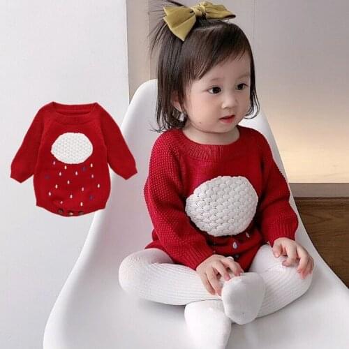 Lovely Infant Baby Girl Knitted Clothes 100% Cotton Long sleeve Romper Jumpsuit for baby Autumn Winter sweater girls Bodysuit