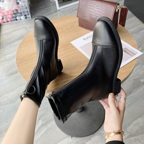 Womens single boots Fashion zipper decoration solid color Comfortable non-slip wear-resistant simple wild womens shoes U23-87