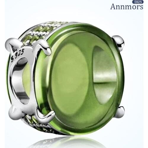 Green Love Charm 933 Sterling Silver Fits Pandora Charms Bracelets for Woman Girl Beads Gifts for Women Bracelet and Necklace