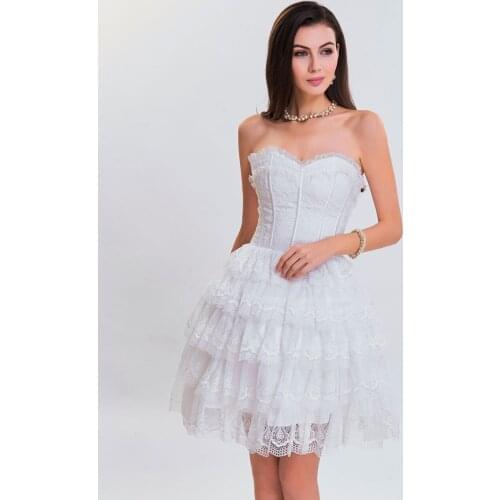 Corset Dress Overbust Lace Up cake Dress Women One Piece Performace Dress