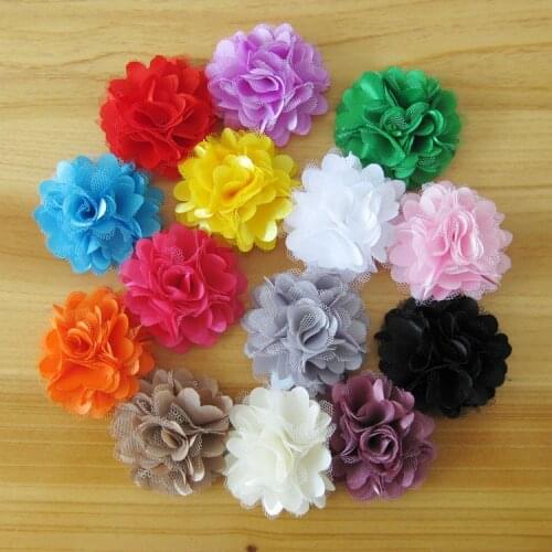 2017 wholesale fabric flower satin mesh rose flowers 2inch 2" DIY flowers children girls hair accessories 30pcs/lot