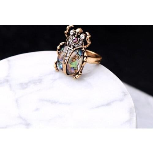 2021 New Vintage Insect Geometric Forefinger Rings For Women Trendy Retro Ladybug Rings Statement Jewelry anillos femme bijoux