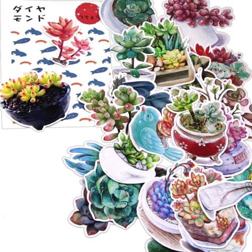 27 Pcs Succulent Potted Stickers Kawaii Flower Plant Cactus Stickers For Notebooks Stationery Scrapbooking Accessories