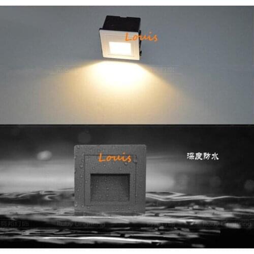 3W 1W LED Stair Steps Light Black White Gray LED Footlight Embedded Corner light AC110V AC220V Indoor Outdoor Floor Lamp 16pcs