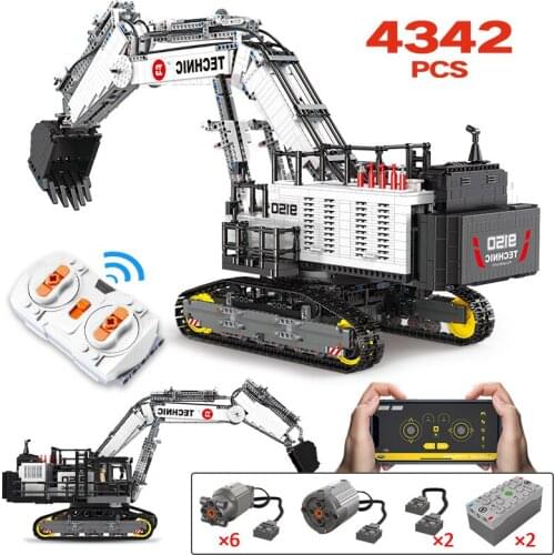 4342pcs City Technical APP RC Electric Excavator Car Bricks Remote Control Engineering Vehivle Building Blocks Toys For Children