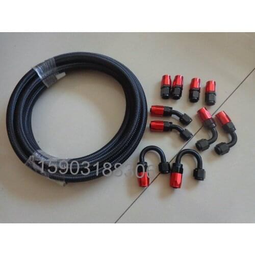 AN6 Swivel Fittings Fuel Pipe Oil Cooler Hose Fittings 0/45/90/180 Degree Adapter Fittings Black Nylon Braided Fuel hose