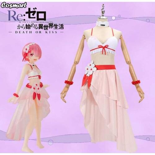 Anime Re:Life in a Different World From Zero Ram Swimsuit Lovely Sweet Uniform Cosplay Costume Halloween Suit For Women New 2020