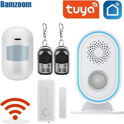 Wireless WIFI Home Security Alarm System For Tuya Smart Life APP With Motion Sensor Detector Compatible With Alexa & Google