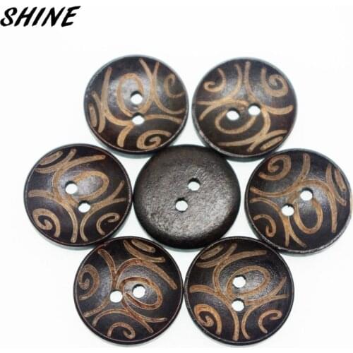 SHINE Wooden Sewing Buttons Scrapbooking Round Two Holes Hollow 20mm Dia. 50PCs Costura Botones decorate bottoni botoes