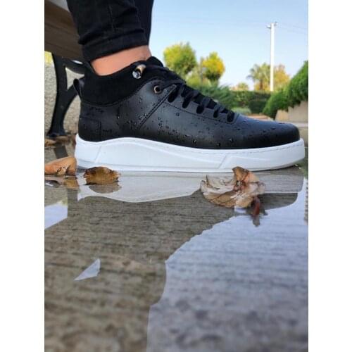 BA0006 Laced Black White Sole Casual Men Sports Half Ankle Boot