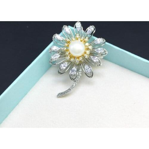 LANZYO Natural fresh water pearl happiness flower series Brooch new xz087