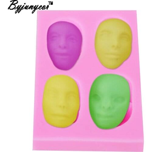 Byjunyeor M156 Baby Head Dolls UV Resin Silicone Mold Fondant Chocolate Candy Lollipop Crystal Epoxy Soft Clay Bake Tools