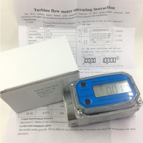 Digital Turbine Flow Meter Flowmeter Gauge Caudalimetro Electronic Flow Indicator Sensor Counter Petrol Fuel Plomeria Water DN25
