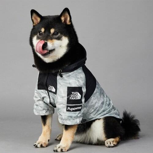 Designer Luxury The Dog Fans Jacket for Small Dogs S~5XL Silver Dog Clothes Mesh Breathable Waterproof Puppy Dog Raincoat Pug