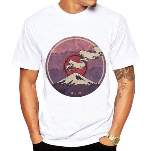 T Shirt Men Fashion Mount Fuji print T-shirt Graphic Japanese cartoon Tshirt Hip Hop Top Tees Male