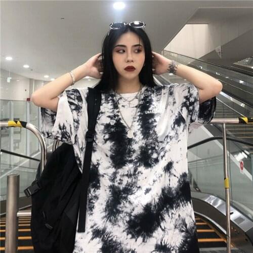 Shirt Tie dye Cotton Comfy Long Sleeve Women Tshirts Cute Streetwear Crop Top Y2k Skinny t Shirt Girl Sweet Chic Tees Harajuku