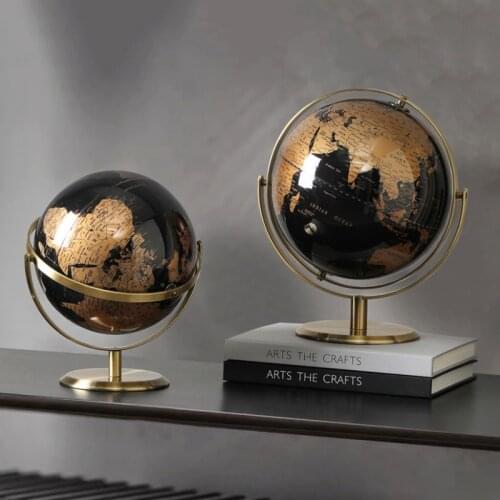 World Globe Constellation Map Globe Ornaments ABS+Alloy Rotating Globe Home Decor Geography Education Learning Office Decoration