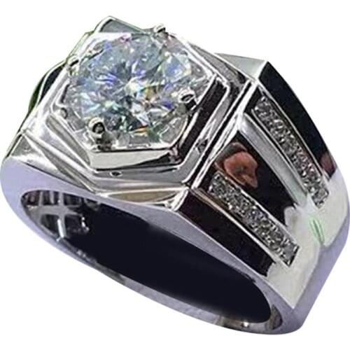 Hip Hop Punk Personality Ring Luxury Men Rhinestone Inlaid Finger Ring Wedding Engagement Party Fine Fashion Jewelry Gift