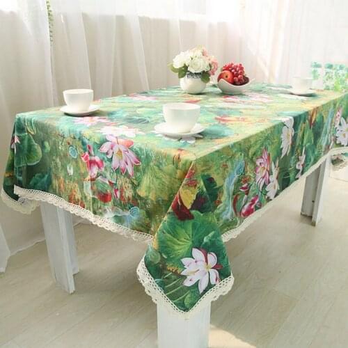 Chinese classical Line lotus tablecloth table cloth Multi Size rectanqular tablecover high quality hot sale