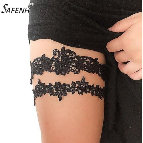 2pcs Set Wedding Garters Lace Embroidery Floral Sexy Garters For Women Bride Thigh Ring Bridal Leg Garter