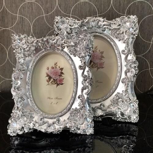 Creative Retro Style Palace Photo Frame Resin Glass Photo Frames Table Top 6 and 7 Inches Oval Photo Frame Home Decoration
