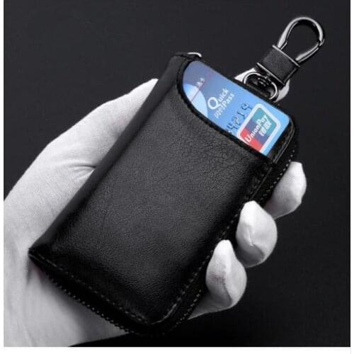 Hot Sale Unisex Zipper Key Case Genuine Leather Cowhide Men Women Bag Purse Casual Car Key Wallet Fashion Credit Card Holders