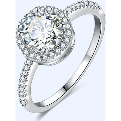 Trendy Finger Rings for Women 925 Silver Jewelry Round Shape Zircon Gemstones Ring Accessories Wedding Engagement Gift Wholesale