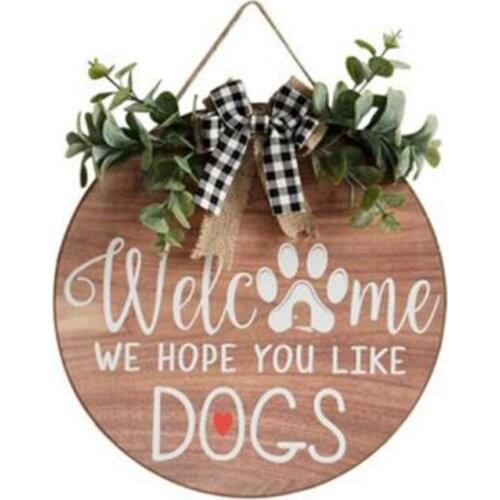 Welcome Bow Letter Of Front Door Sign On Wooden House Decoration Pendant Special Days Reminder Board Home Hanging Decor