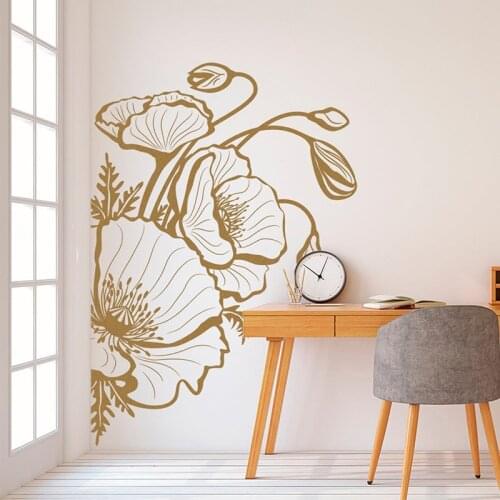 Poppy Flower Wall Decal Poppy Flower Art Vinyl Sticker Removable Vinyl Plants For Living Room Decoration Wallpaper 2183