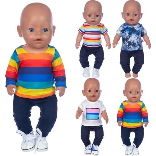 2021 New Jeans + Shirt Doll Clothes Fit For 43cm born baby Doll clothes reborn Doll Accessories