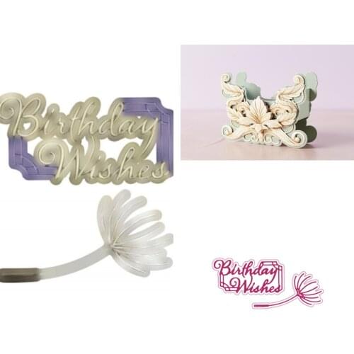 New for 2021 Birthday Wishes Metal Cutting Dies Scrapbook Diary Decoration Stencil Embossing Template DIY Greeting Card Handmade