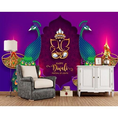 Diwali pattern peacock indian style 3d wallpaper papel de parede,living room tv sofa wall bedroom restaurant mural