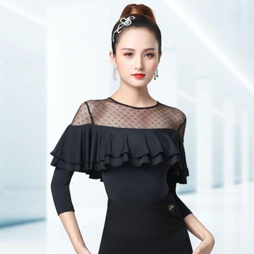 Latin dance clothing adult new Latin dance national standard practice long sleeve latin top