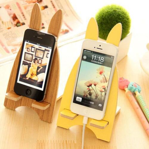 Wholesale 1pcs Korea wooden rabbit mobile phone holder cell phone holder cell phone holder cute long-eared rabbit Diy decoration