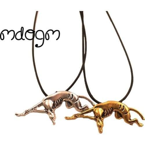 Mdogm Greyhound Necklace Dog Animal Pendant Antique Gold Silver Plated Jewelry For Women Male Female Girls Ladies N139