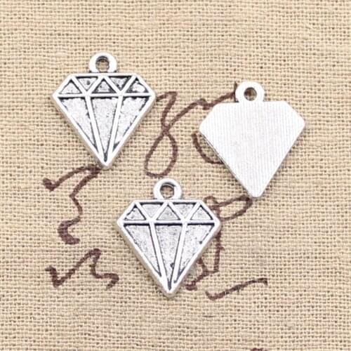 12pcs Charms Faceted dia-mond Gem 16x18mm Antique Pendant fit,Vintage Tibetan Silver color,DIY Handmade Jewelry