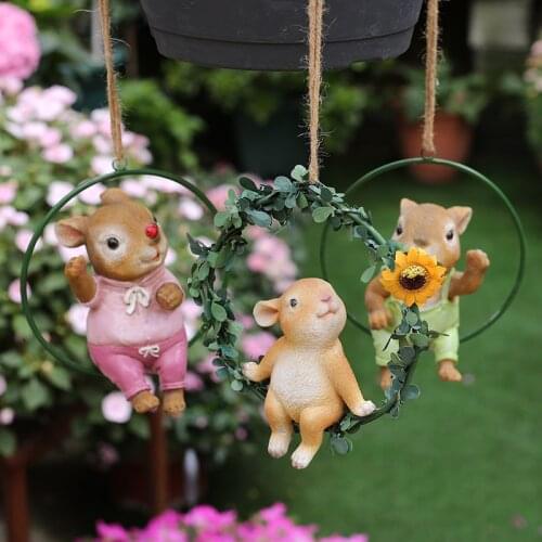 Pastoral Simulation Animal Cartoon Rabbit Resin Sculpture Garden Cute Figurines Crafts Outdoor Villa Lawn Accessories Decoration