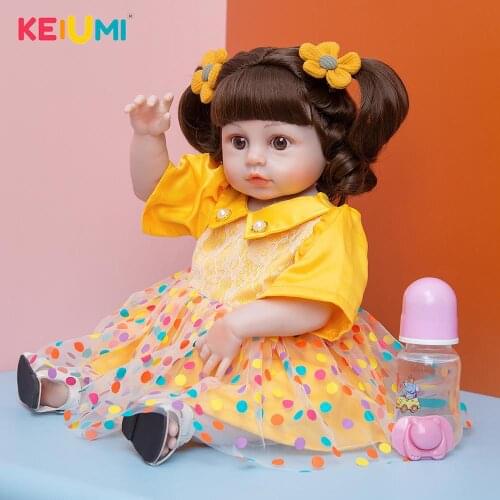 KEIUMI 19Inch Full Silicone Body Vinyl Reborn Baby Girl Fast Delivery Many Accessories Doll Toys For Kids' Birthday Gifts