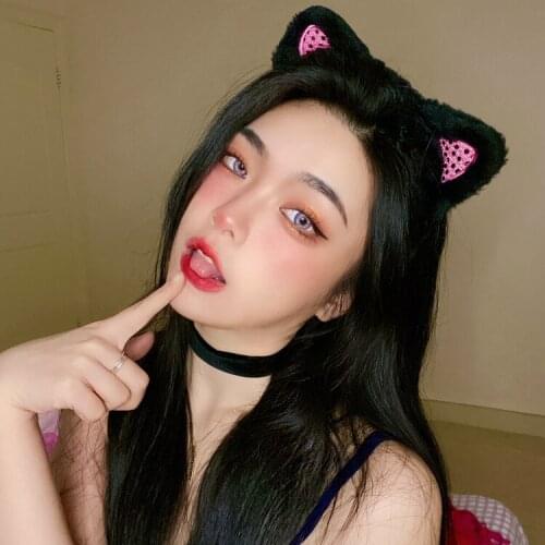 Kawaii face hair band cute cat ears headband animal hair accessories Japanese girl headdress cat animal ears hair clip Neko ear